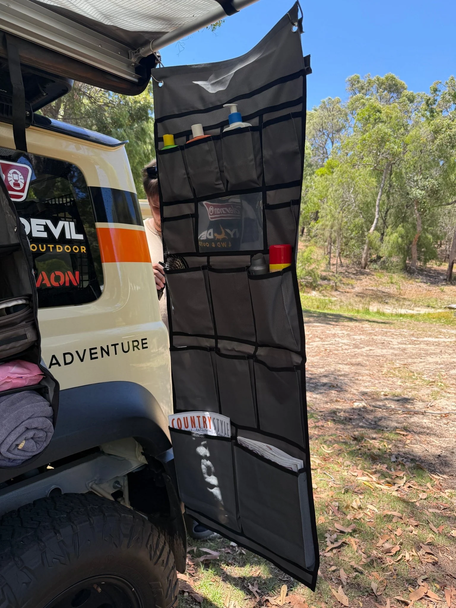 14 Pocket Car Caravan Camping Hanging Organiser with Mirror - Image 5