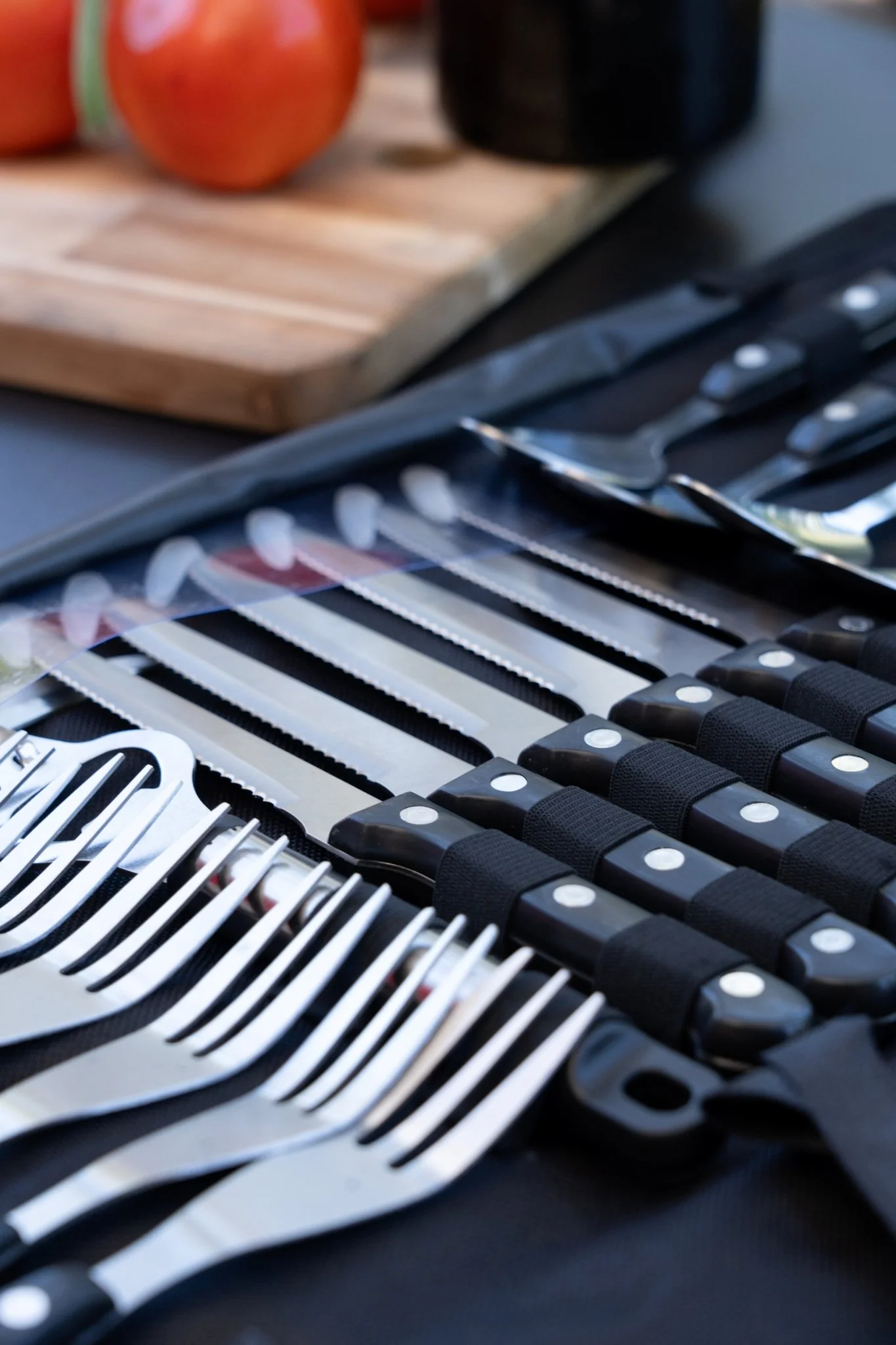 26 Piece Stainless Steel Cutlery and BBQ Set in Canvas Wrap with Handles - Image 3