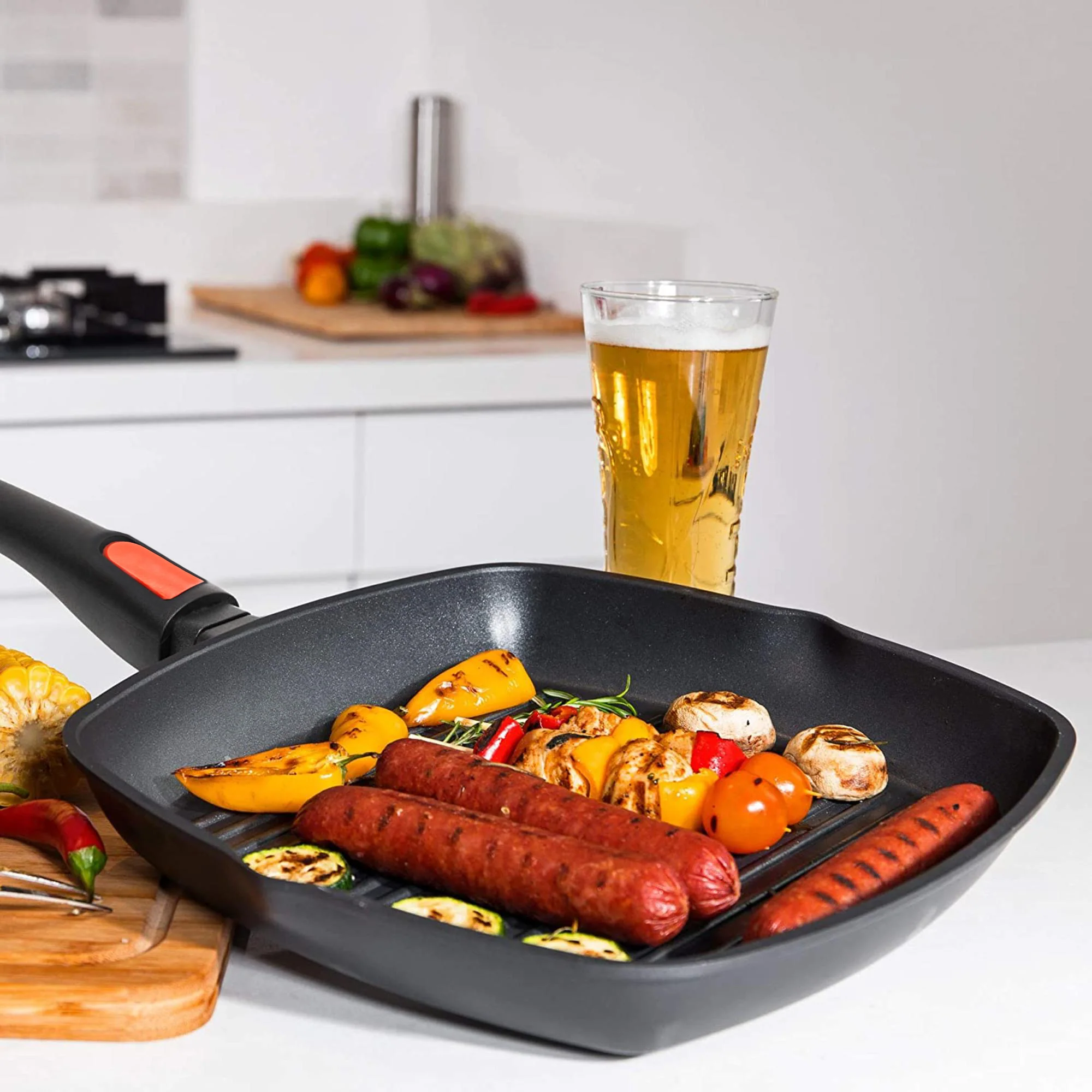 Non Stick Induction Safe Grill Pan with Detachable Handle 28cm - Image 8
