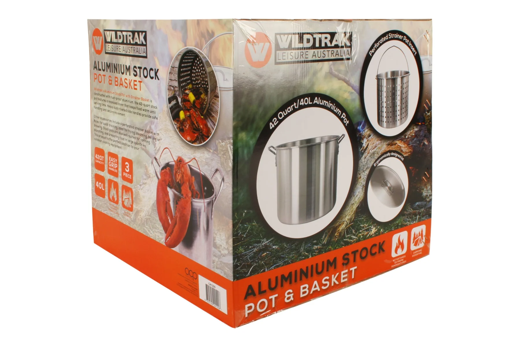 Aluminium Crab Cooker Stock Pot 40L with Basket, Handles, Lid and Strainer - Image 5