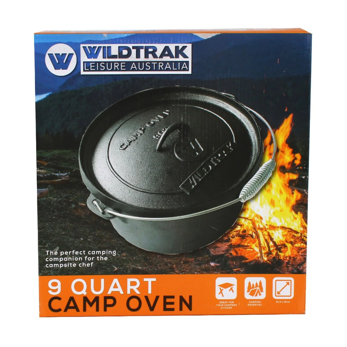 Cast Iron 9 Quart Heavy Duty Pre-Seasoned Round Camp Oven with Lip and Handle 31x16cm - Image 8