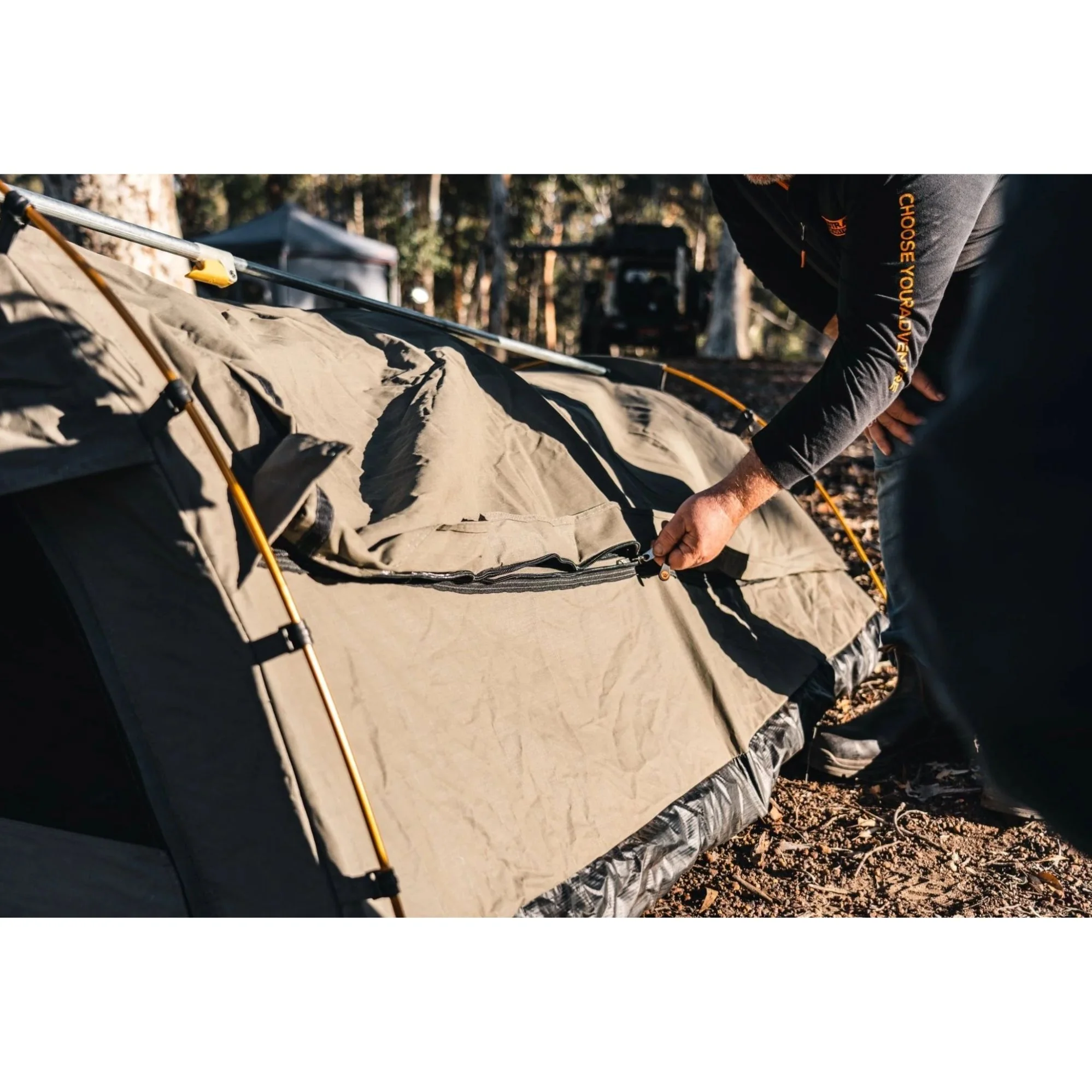 Double Trakker Easy Setup Swag 420gsm Heavy Duty Ripstop Canvas, Ultra Fine Mesh, Aluminium Poles, High Density Foam Mattress, Weatherproof, Durable, Carry Bag with Handles 145x210cm - Image 3