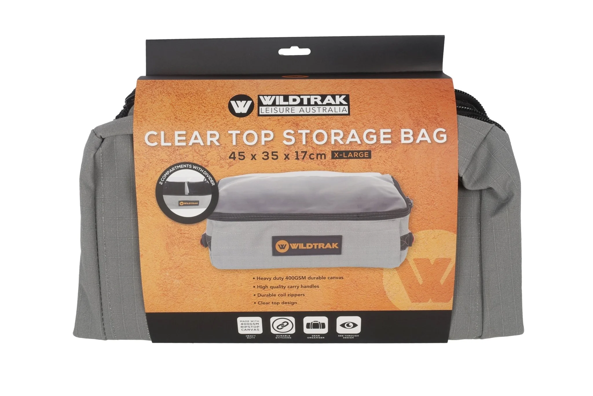 XL Canvas Clear Top Storage Bag with Handles 45x35x17cm Heavy-Duty 400gsm Ripstop Canvas for 4WD & Camping - Image 12