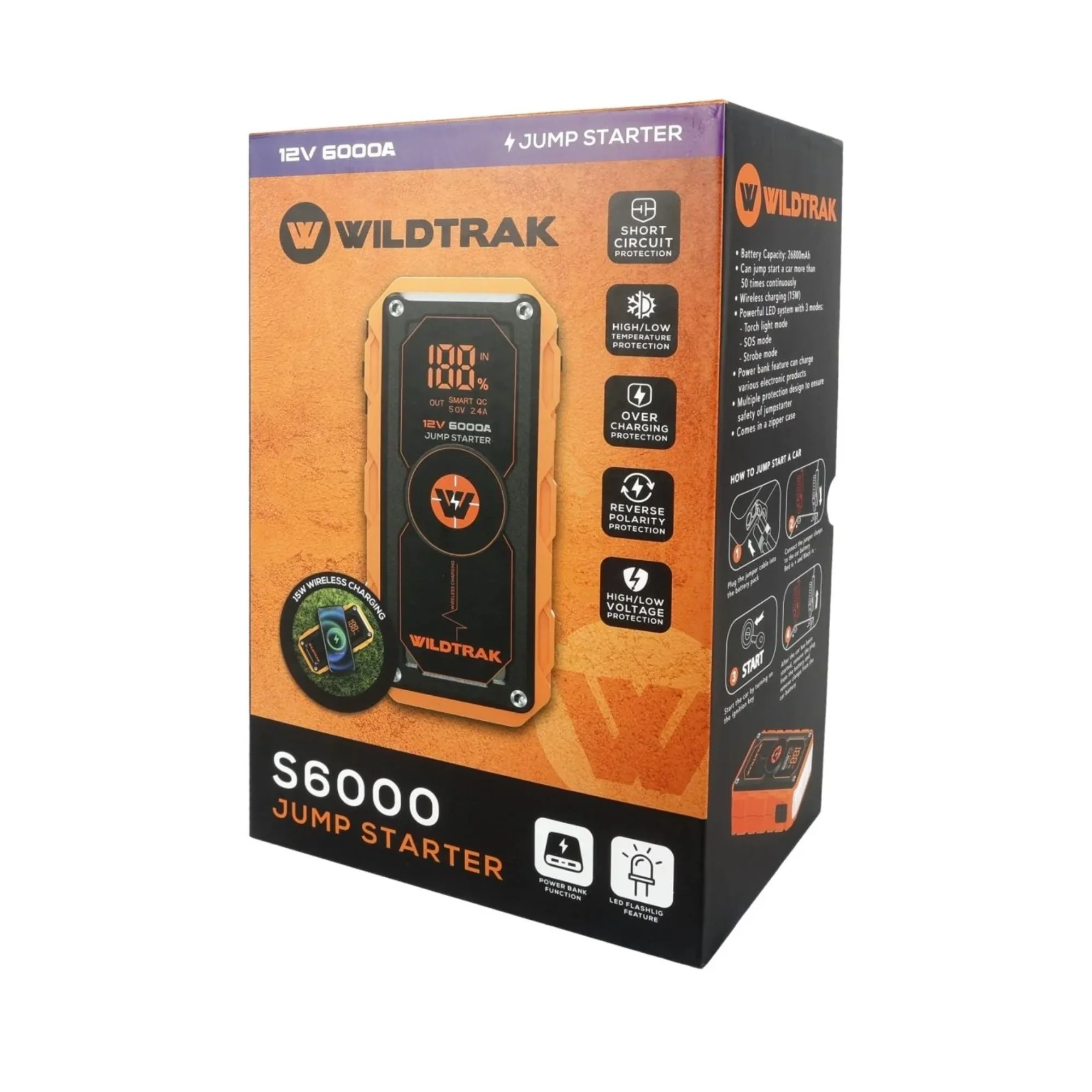 Wildtrak Heavy-Duty 6000A 26800mAh HP Lithium Car & 4WD Jump Starter (Petrol & Diesel) - Image 14