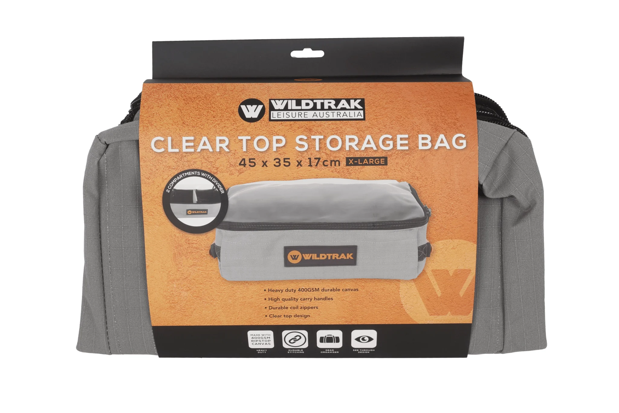 Large Canvas Clear Top Storage Bag with Handles 35x25x13cm Heavy-Duty 400gsm Ripstop Canvas for 4WD & Camping - Image 9