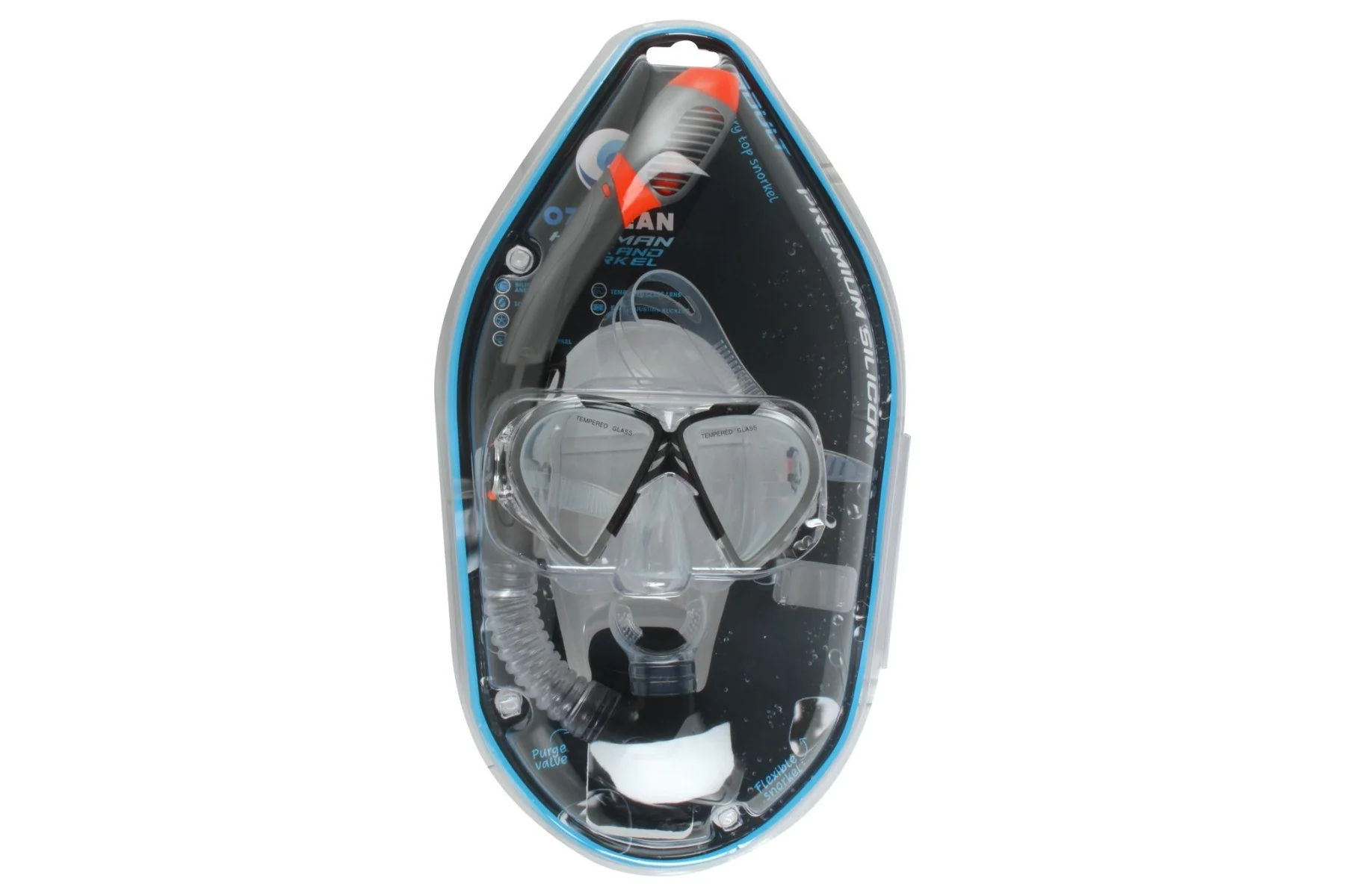 Hayman Adult Silicon Mask and Snorkel Set - Grey, Red or Blue - Image 4