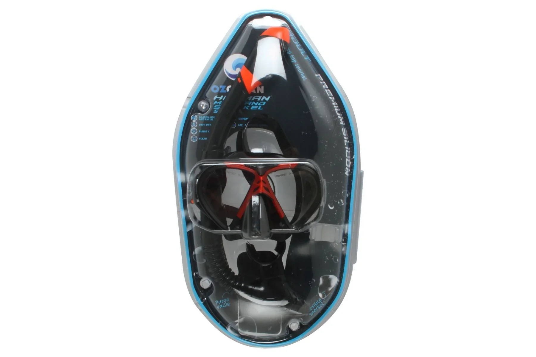 Hayman Adult Silicon Mask and Snorkel Set - Grey, Red or Blue - Image 5