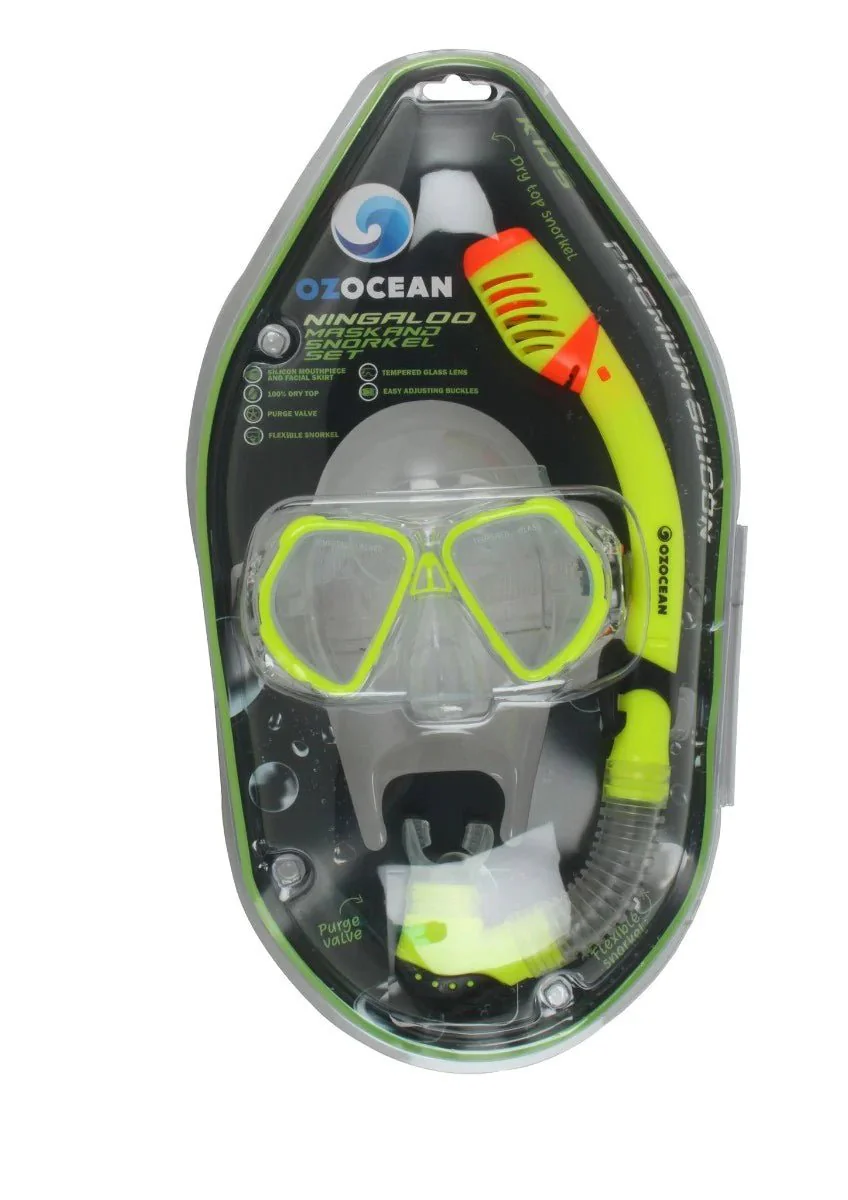 Ningaloo Kids Silicon Mask and Snorkel Set - Blue or Yellow - Image 4
