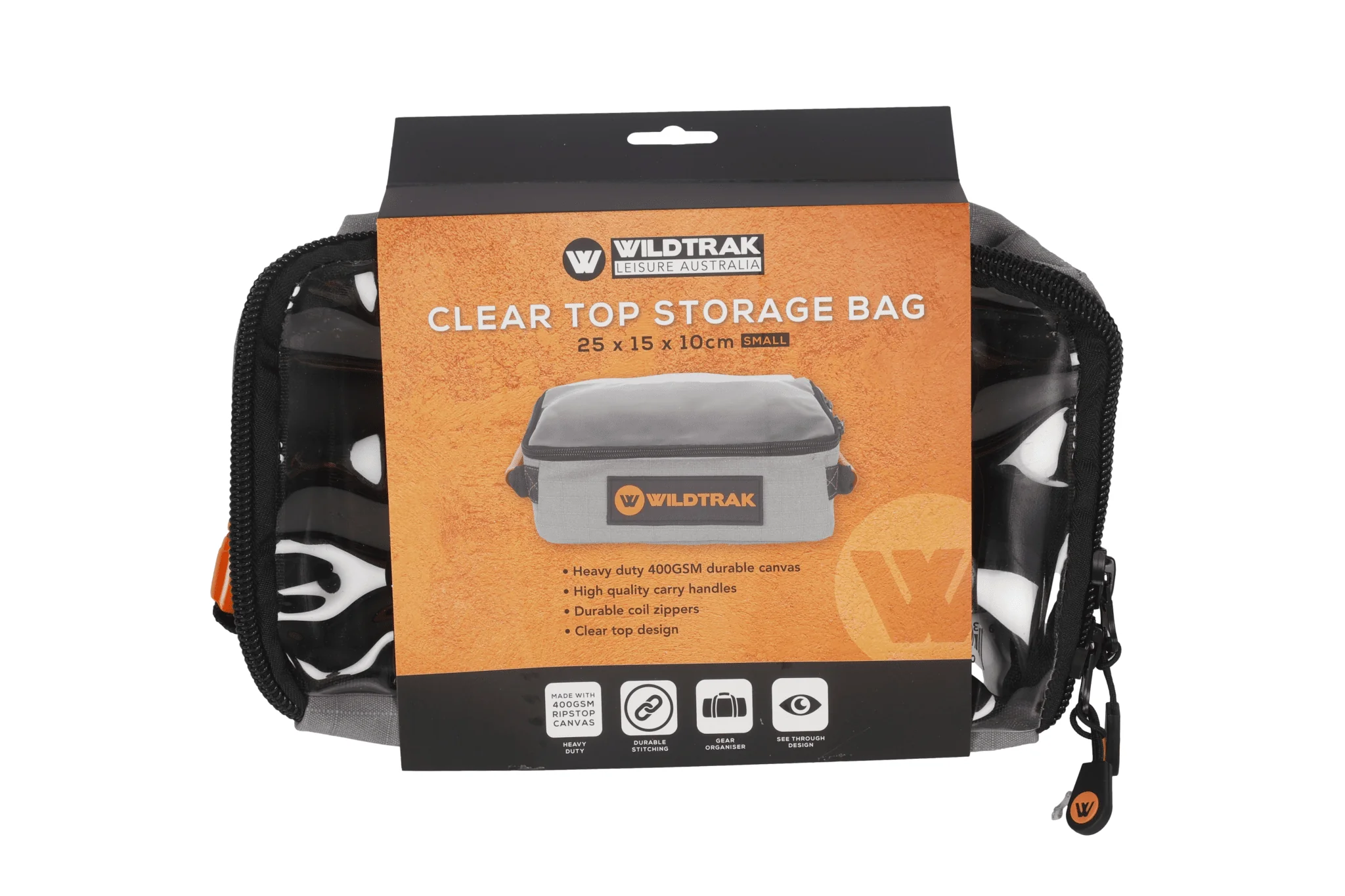 Small Canvas Clear Top Storage Bag with Handles 25x15x10cm Heavy-Duty 400gsm Ripstop Canvas for 4WD & Camping - Image 9